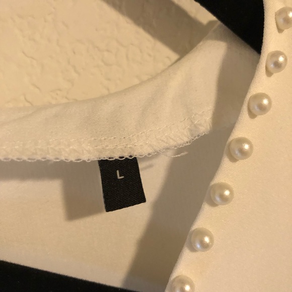 NWOT White Pearl Detailed Long Sleeve Fit and Flare Mini Dress Size L - Picture 5 of 10